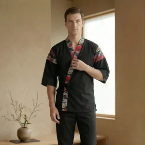 Japandi Printed-Lapel Jacket for Men — view 1