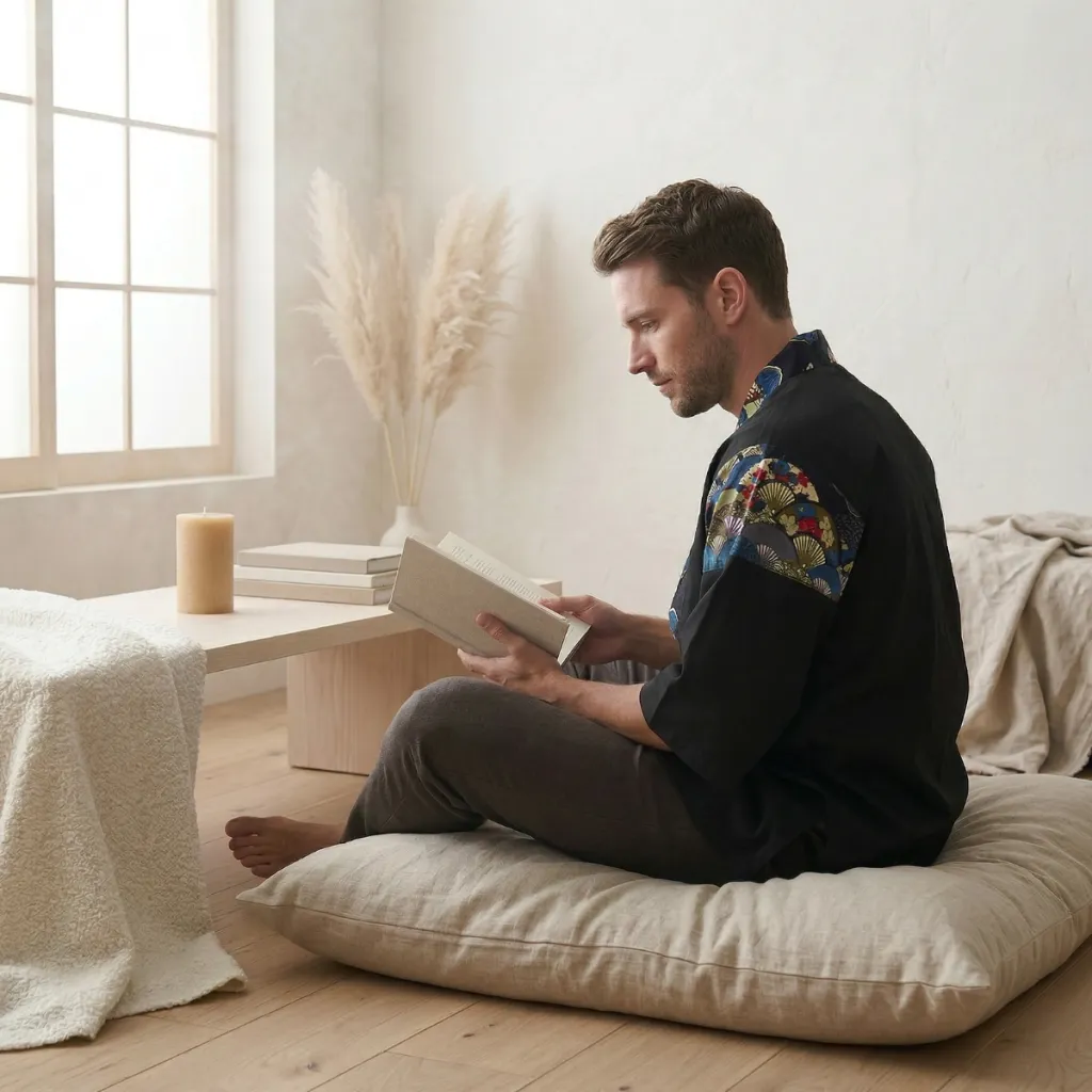 Japandi Printed-Lapel Jacket for Men — where minimalism meets durability
