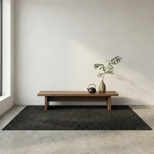 Japandi Rectangular Black Circular Relief Rug — view 4