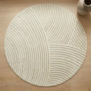 Japandi Round Abstract Relief Rug — view 1