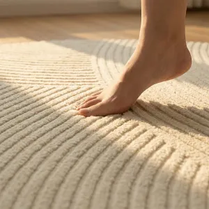 Japandi Round Abstract Relief Rug — view 2