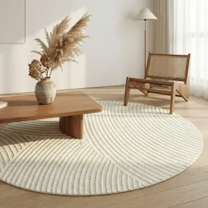 Japandi Round Abstract Relief Rug — view 3