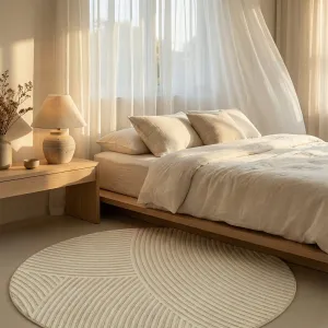 Japandi Round Abstract Relief Rug — view 4