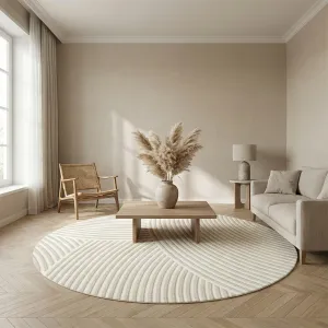 Japandi Round Abstract Relief Rug — view 5
