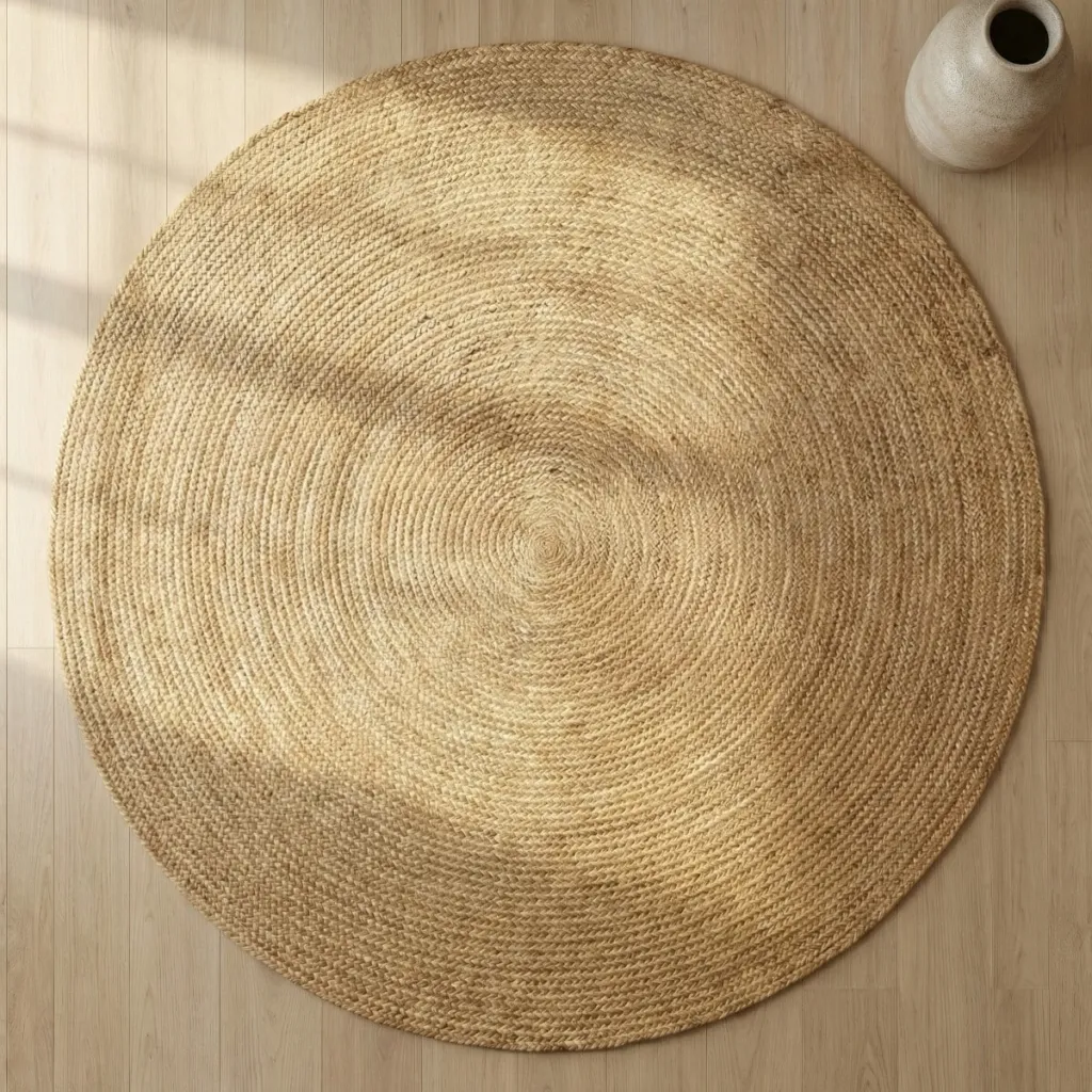 Japandi Round Braided Jute Rug