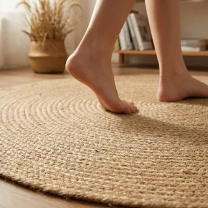 Japandi Round Braided Jute Rug — view 3