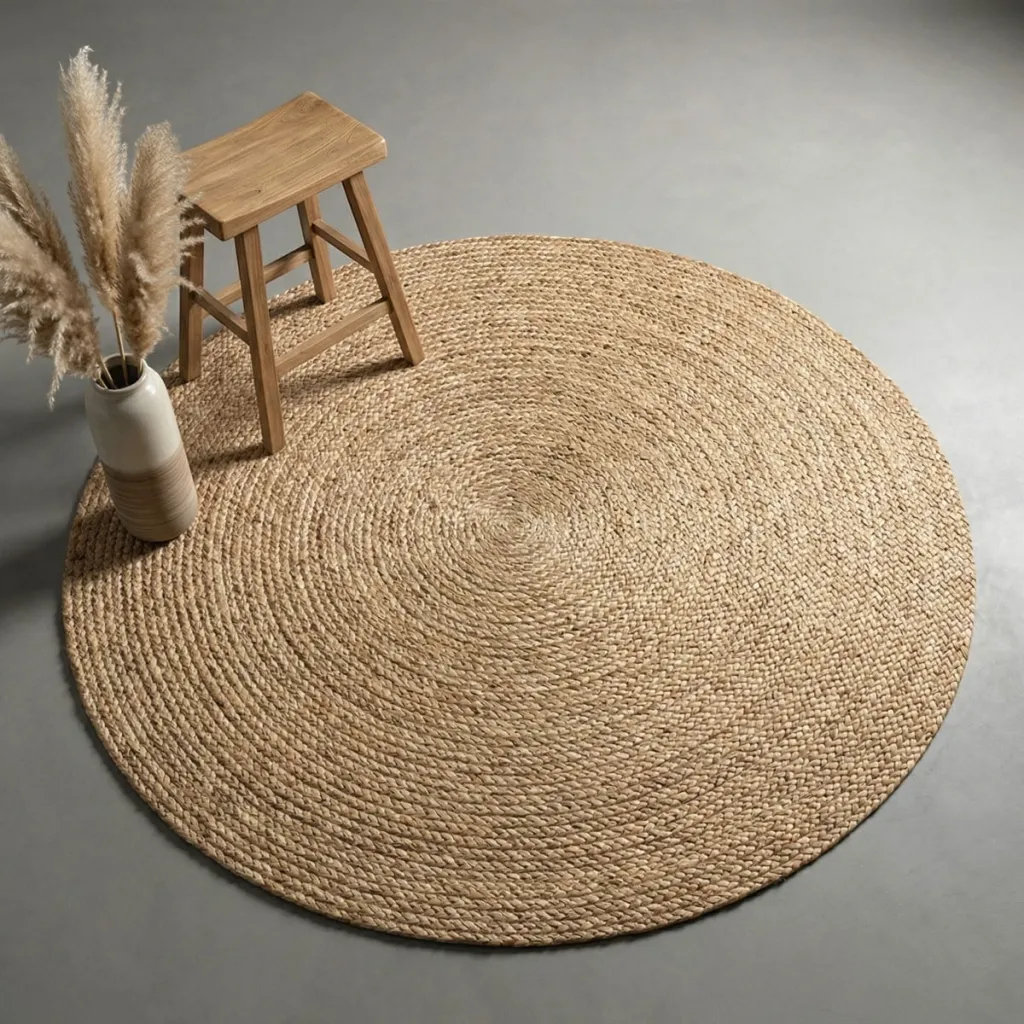 Japandi Round Braided Jute Rug — flexible, beautiful styling