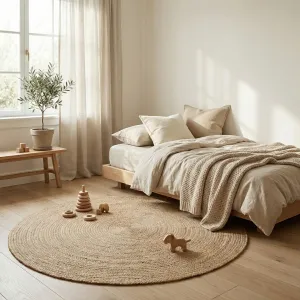 Japandi Round Braided Jute Rug — view 5