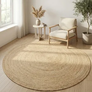 Japandi Round Braided Jute Rug — view 6