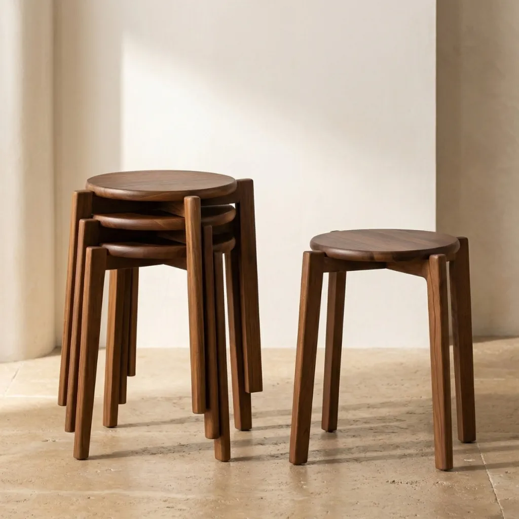 Round Solid Walnut Japandi Stool — where minimalism meets durability