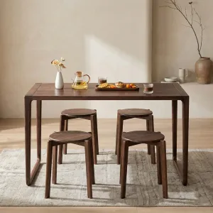 Round Solid Walnut Japandi Stool — view 4