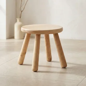 Round Solid Wood Japandi Stool — view 1