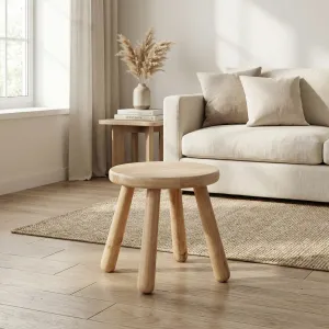 Round Solid Wood Japandi Stool — view 2