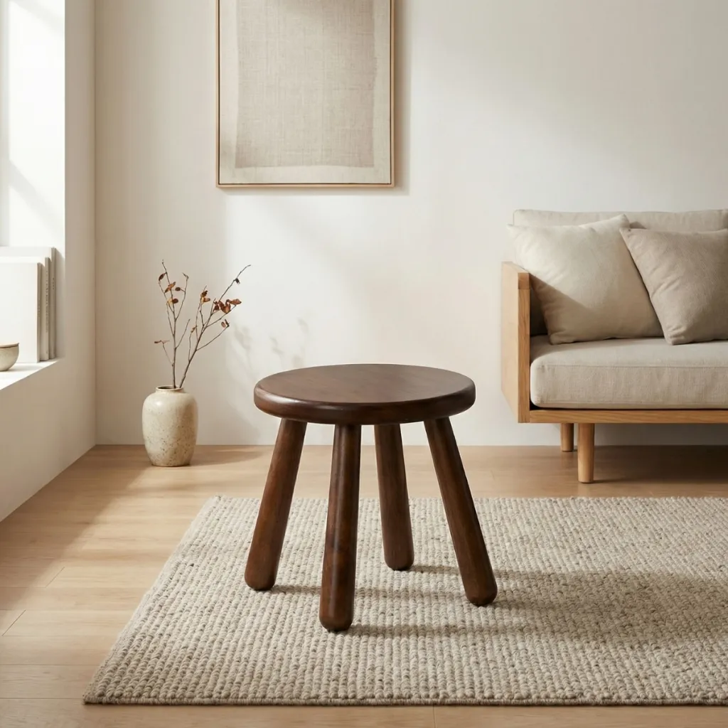 Round Solid Wood Japandi Stool — where minimalism meets durability
