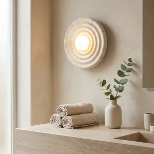 Japandi Round Wavy Resin Wall Sconce — view 6