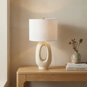Sculpted Resin Japandi Lamp with Cylindrical Shade — view 5
