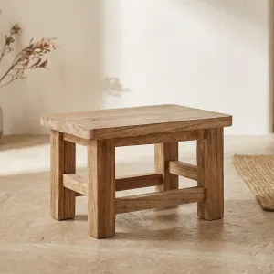 Small Rectangular Natural Wood Japandi Stool — view 1