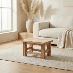 Small Rectangular Natural Wood Japandi Stool — view 2