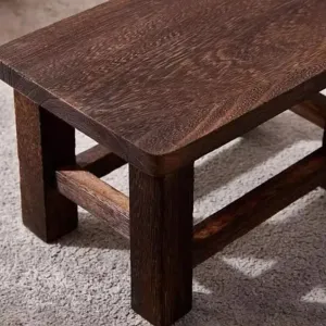 Small Rectangular Natural Wood Japandi Stool — view 4
