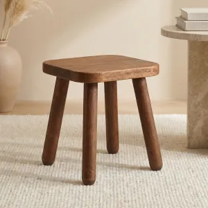Small Solid Wood Japandi Stool — view 1