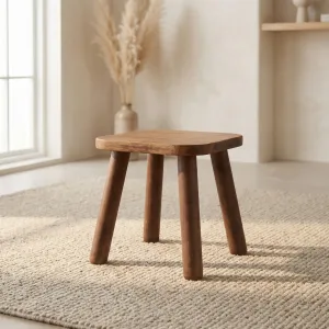 Small Solid Wood Japandi Stool — view 2