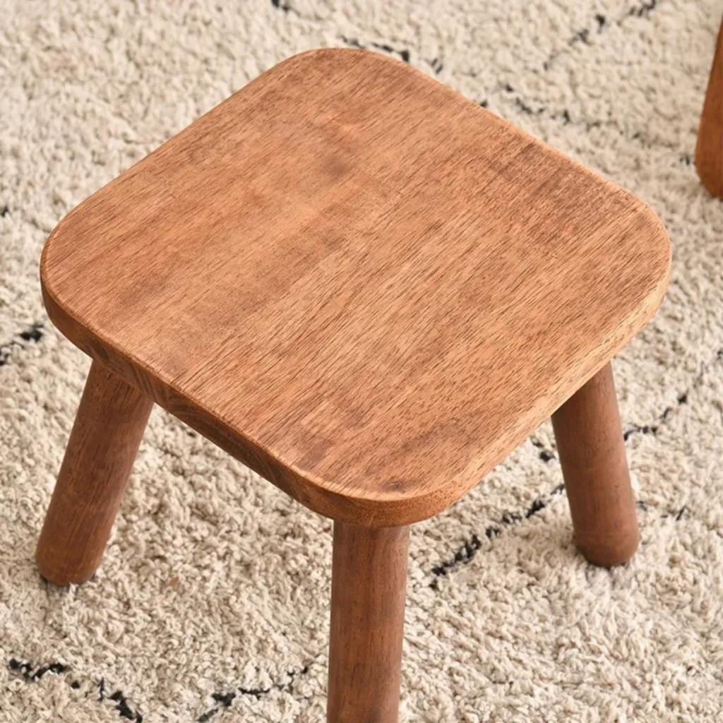 Small Solid Wood Japandi Stool — flexible, beautiful styling