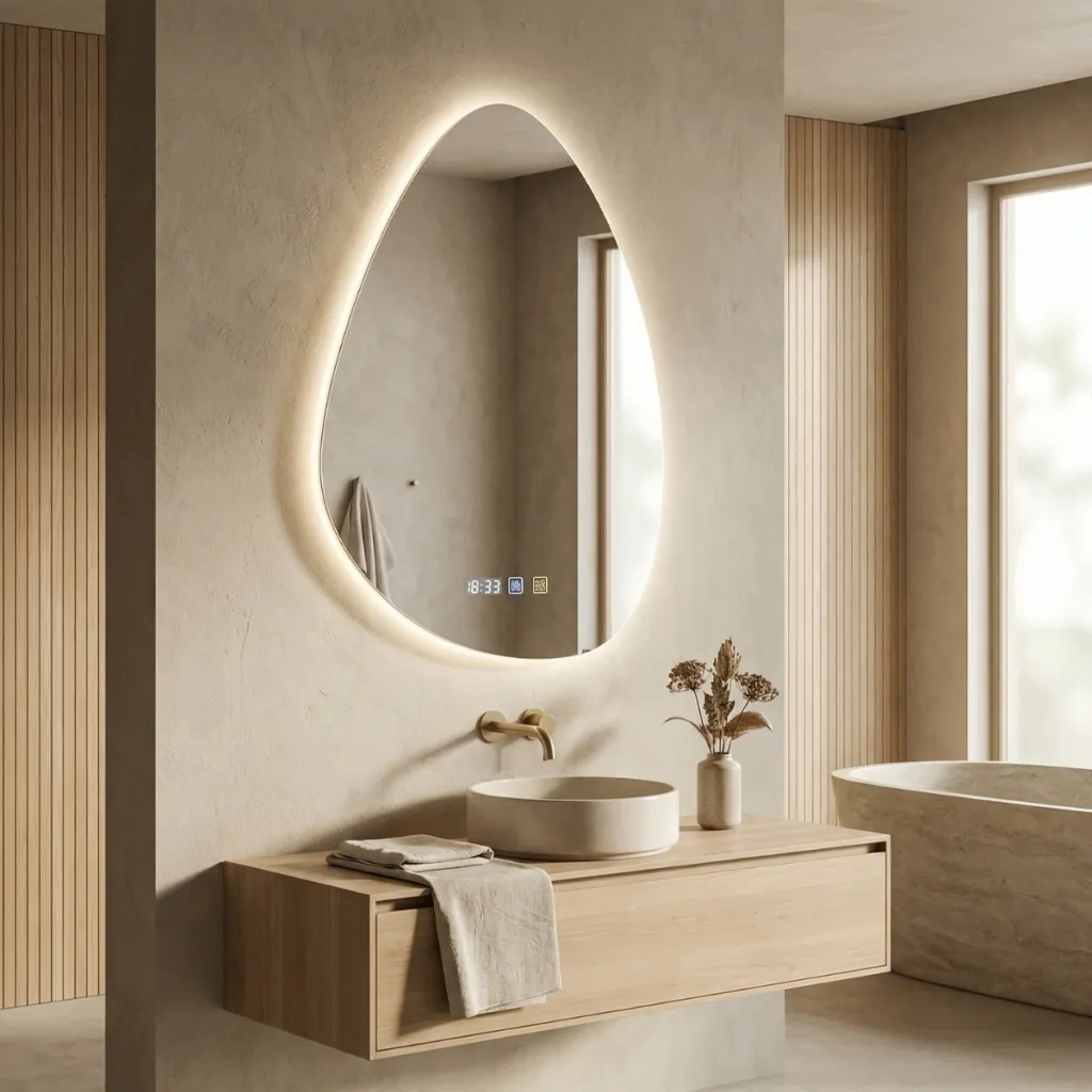 Smart LED Organic-Shape Japandi Mirror — a piece designed for serenity