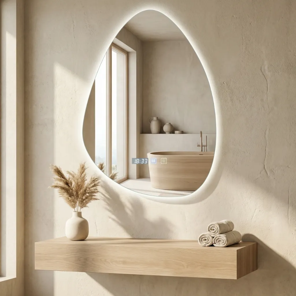 Smart LED Organic-Shape Japandi Mirror — where minimalism meets durability