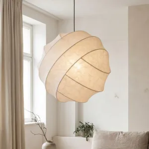 Japandi Spherical Organic Silk Pendant Light — view 1