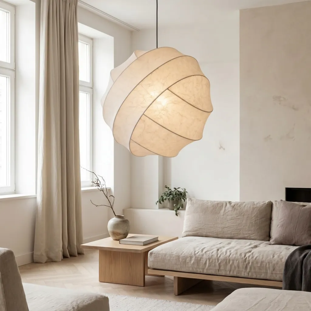 Japandi Spherical Organic Silk Pendant Light — flexible, beautiful styling