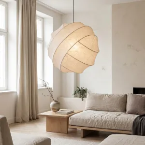 Japandi Spherical Organic Silk Pendant Light — view 4