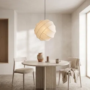 Japandi Spherical Organic Silk Pendant Light — view 5