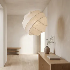 Japandi Spherical Organic Silk Pendant Light — view 6