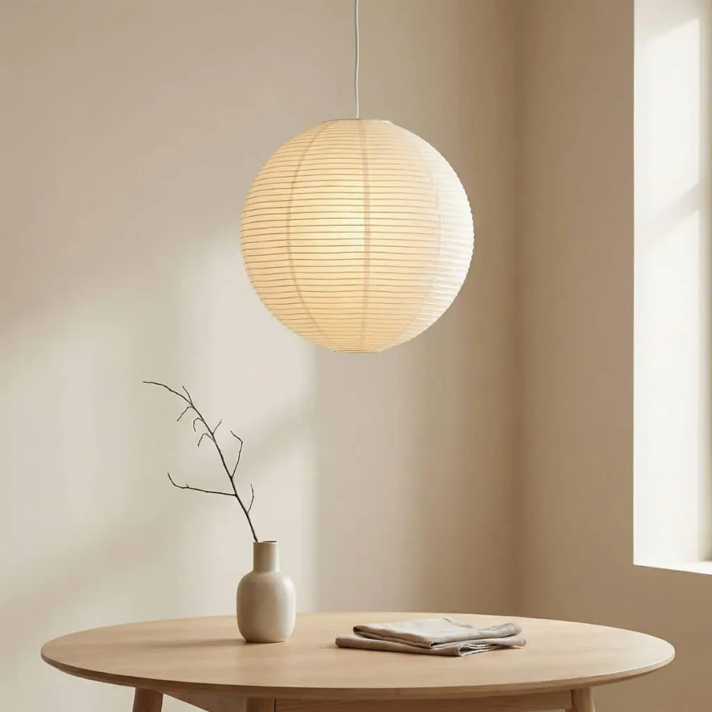 Japandi Spherical White Rice Paper Lamp Shade — a piece designed for serenity