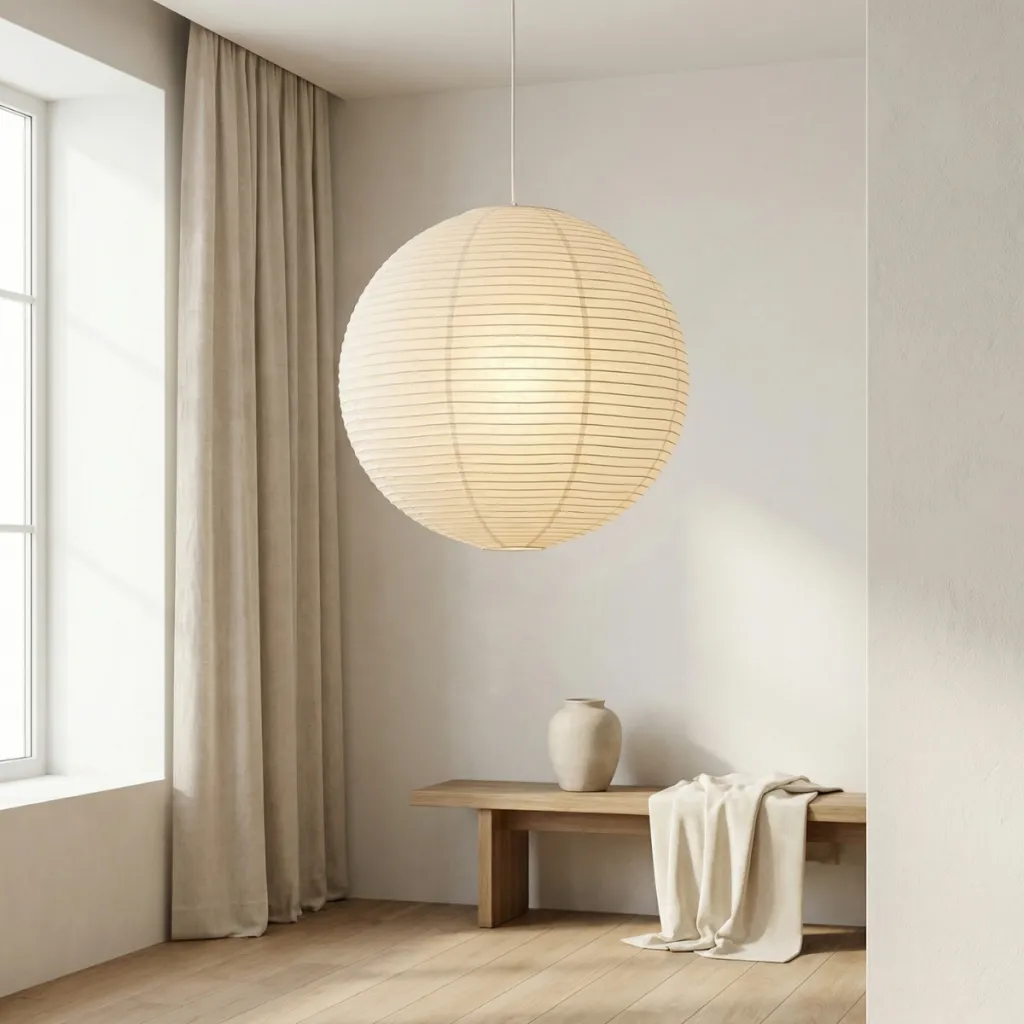 Japandi Spherical White Rice Paper Lamp Shade — flexible, beautiful styling