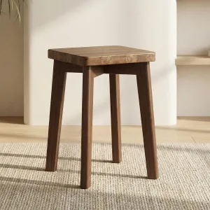 Japandi Square Stool in Natural Wood — view 1