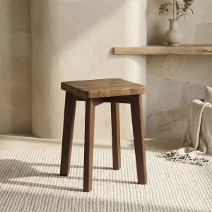 Japandi Square Stool in Natural Wood — view 2