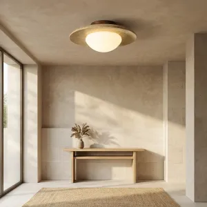 Stone and Dark Solid Wood Japandi Ceiling Light — view 5