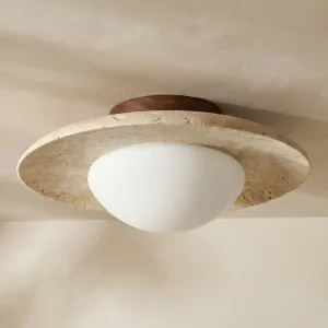 Stone and Dark Solid Wood Japandi Ceiling Light — view 7