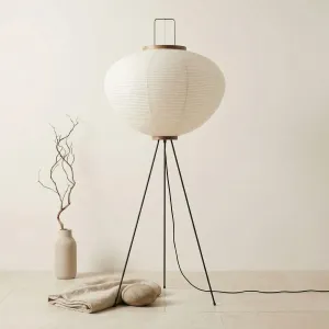 Japandi Tripod Floor Lamp with Warm White Paper Shade — view 6