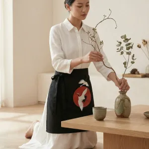 Japandi Waist Apron with Crane Print — view 3