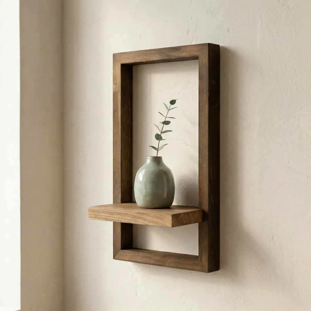 Set of 2 Japandi Wall Shelves with Wood Frame — a piece designed for serenity