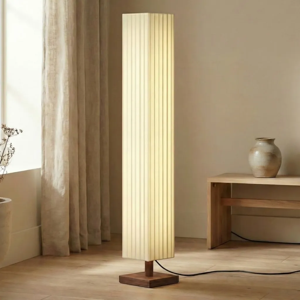 Japandi Column Floor Lamp in Walnut Wood