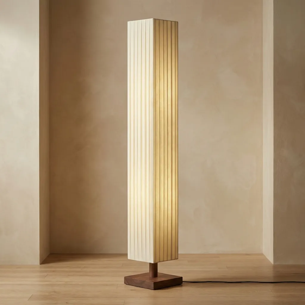 Japandi Column Floor Lamp in Walnut Wood — a piece designed for serenity