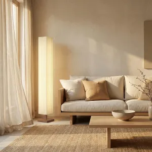 Japandi Column Floor Lamp in Walnut Wood — view 6
