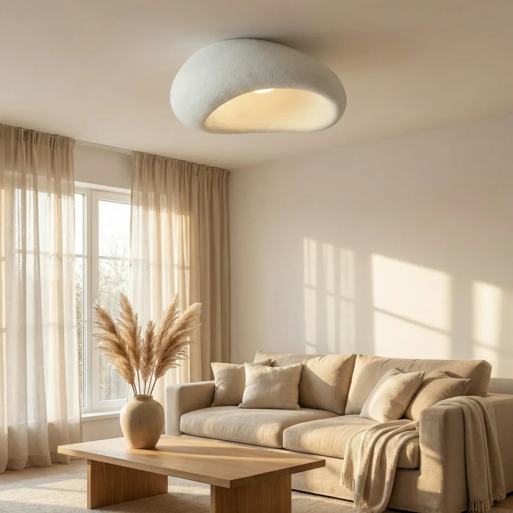 Japandi White Organic-Shape Ceiling Light — a piece designed for serenity