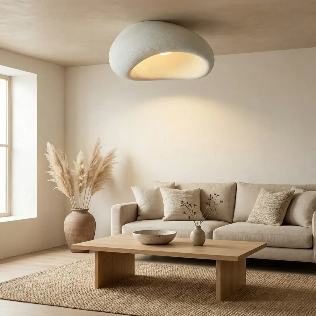 Japandi White Organic-Shape Ceiling Light — where minimalism meets durability