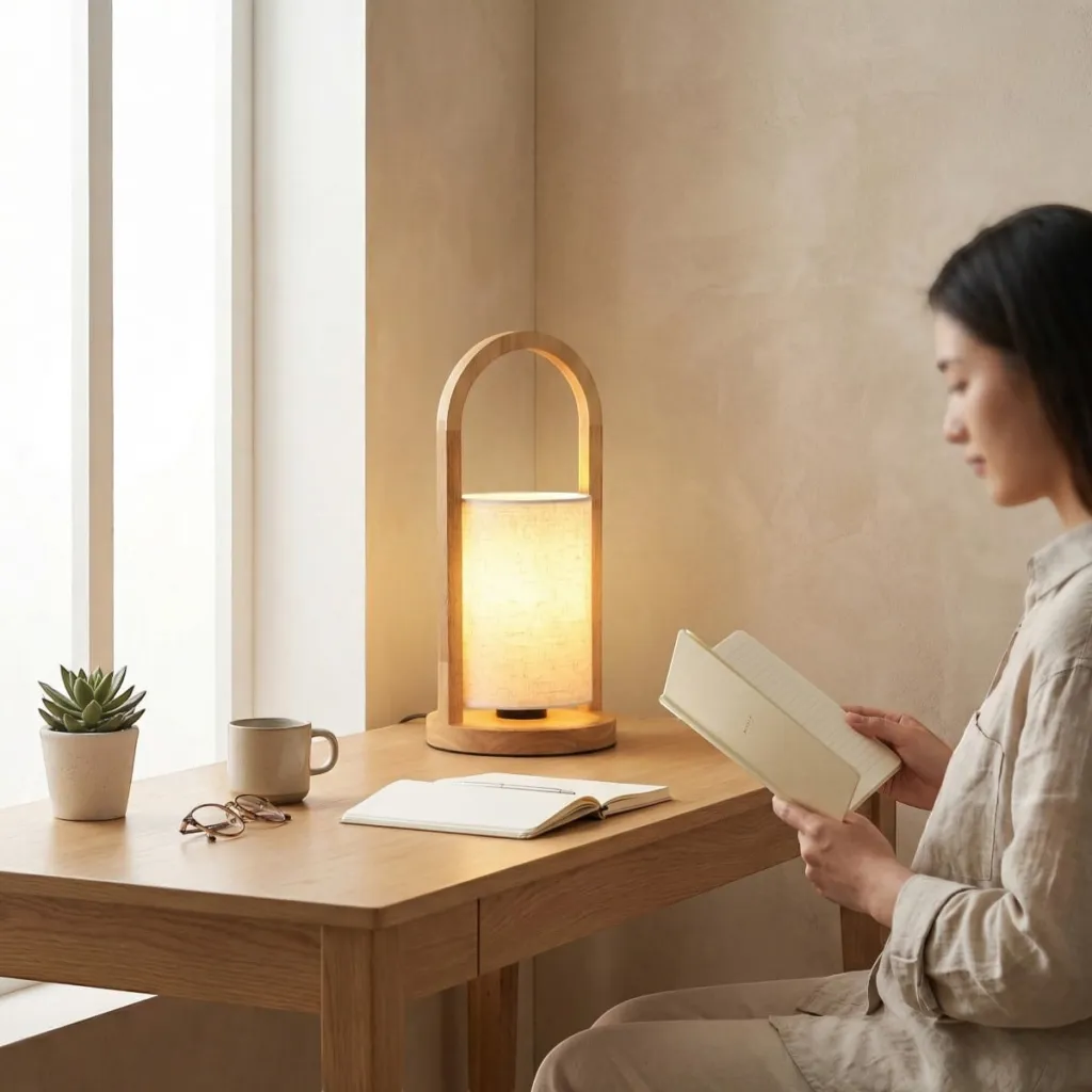 Sleek Japandi Wood Table Lamp — a piece designed for serenity