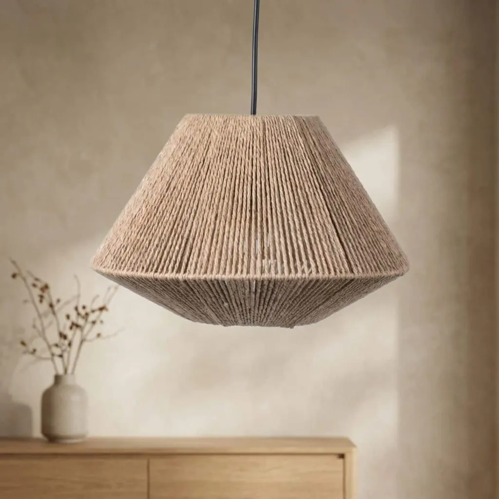 Japandi Woven Lamp Shade in Natural Tone