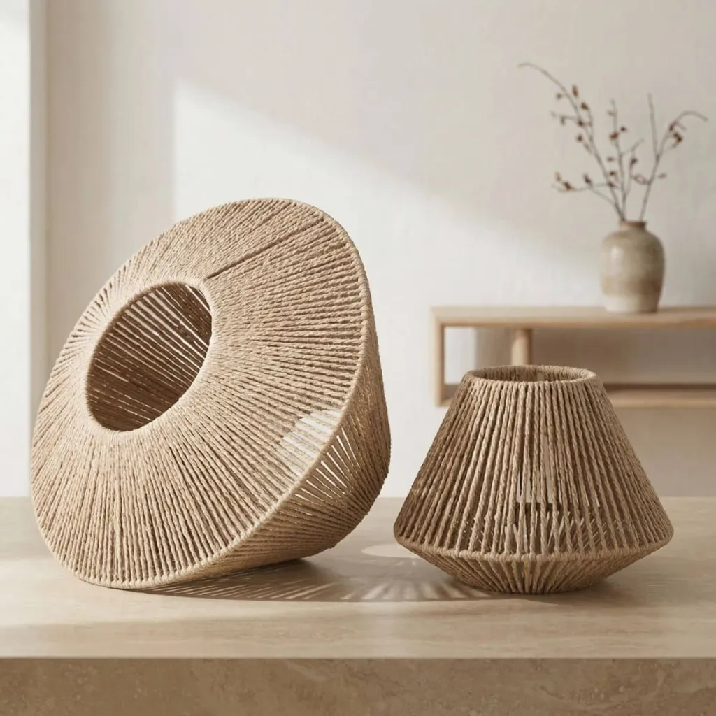 Japandi Woven Lamp Shade in Natural Tone — where minimalism meets durability